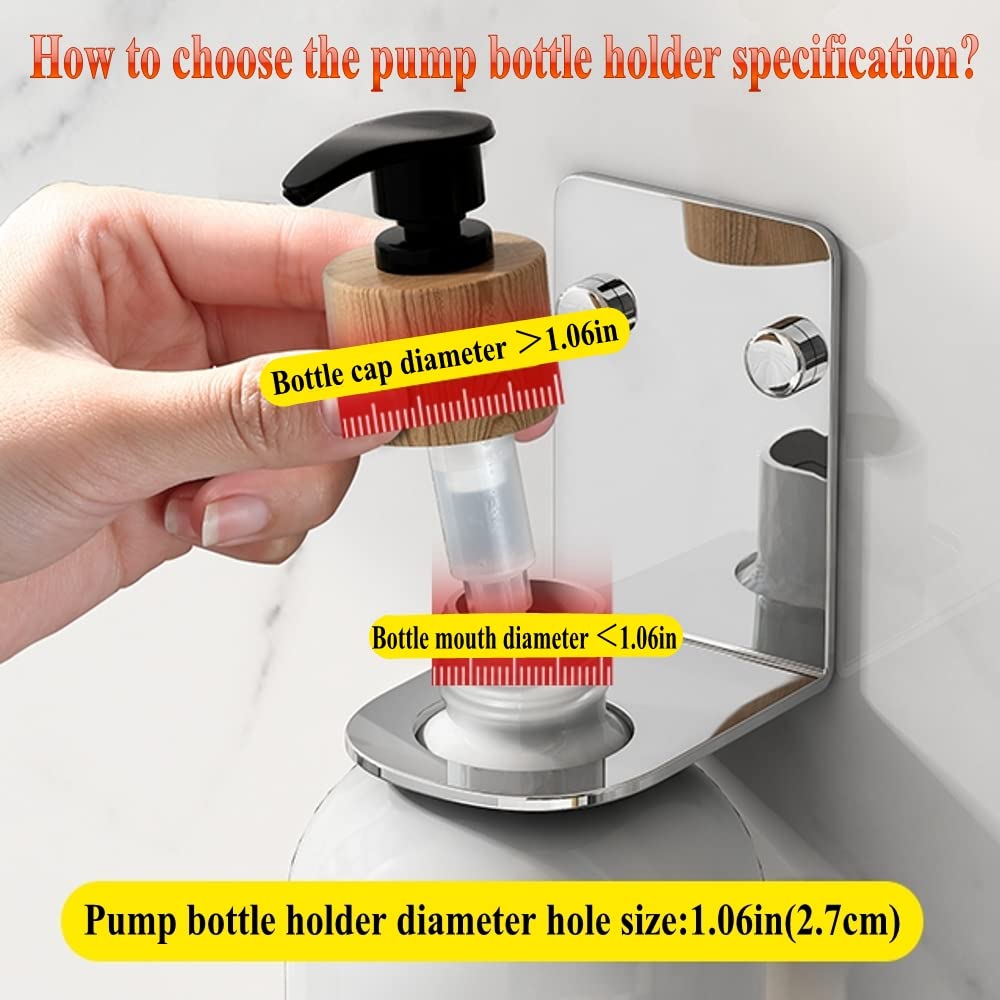 Bijun Soap Bottle Dispenser Holder Wall Mounted, Hand Pump Bottles Dispenser Stand Hanging Rack Shampoo Standing Shelf Storage H